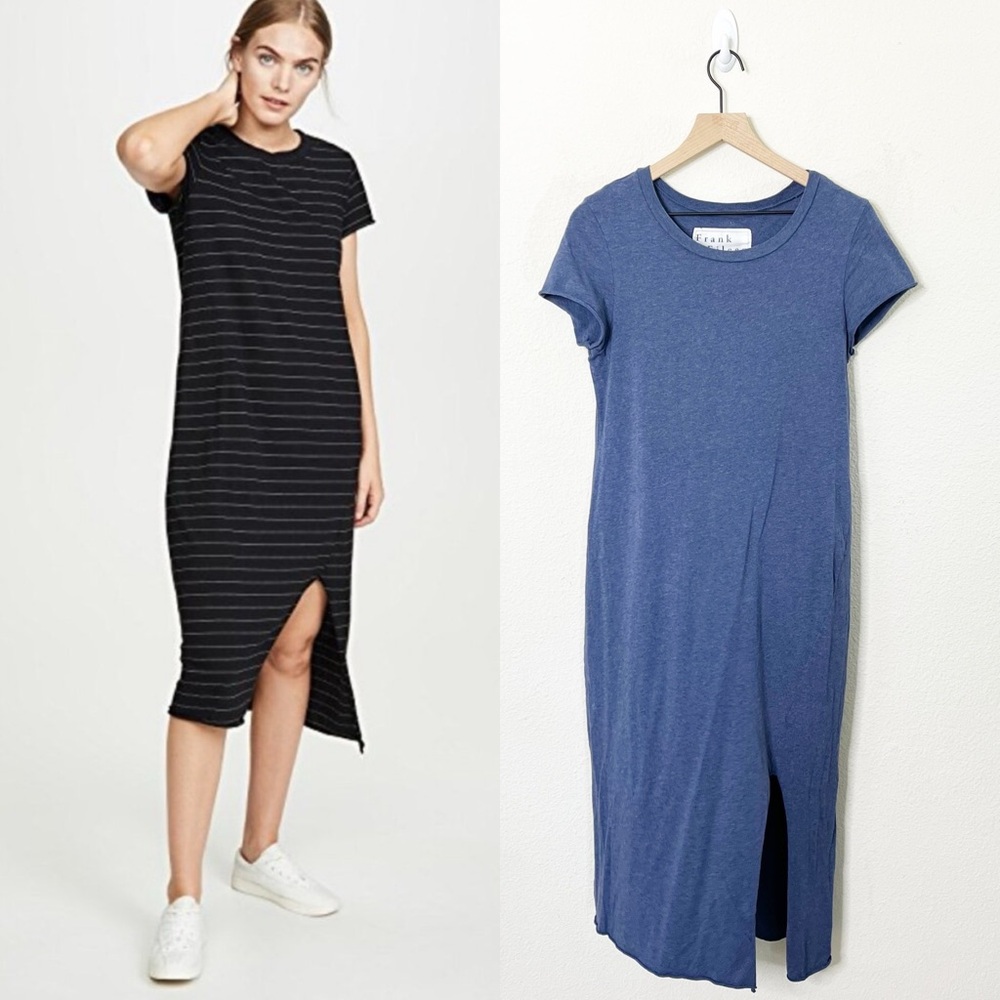 Frank & Eileen Black Striped and Blue Midi Dresses